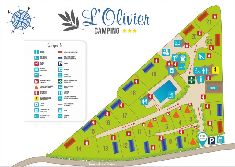 CampingL Olivier kleine camping Gard plattegrond 768x544